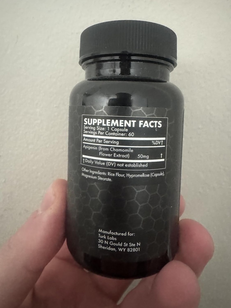 Turk Apigenin - Doğal Biyoflavonoyak Tamam - Metabolism, Calm, Uyku ve Nerve Destek - 60 Capsules, 50mg Her Laboratuvar