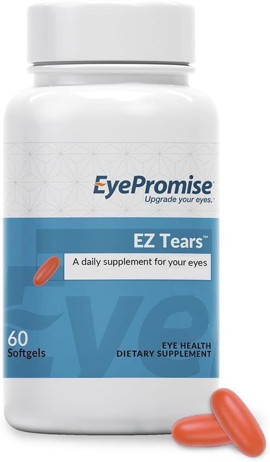 EyePromise EZ Tears Eye Vitamin - 60 Softgels, 30 Günlük Supply - Eye Supplement with Omega 3s, Primrose Oil & Turmeric Root - Targets Eye Irritation, Kuruness, Itchiness & Redness