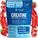 Kretine Gummies 5000 mg, 30 Servisler Kretin Monohidrat Gummies - Kadınlar için Üçüncü Taraflı Test Edildi, Strawberry Flavorine for Men, Kas Büyüme, Güçlü ve Kurtarma - 1 Paket