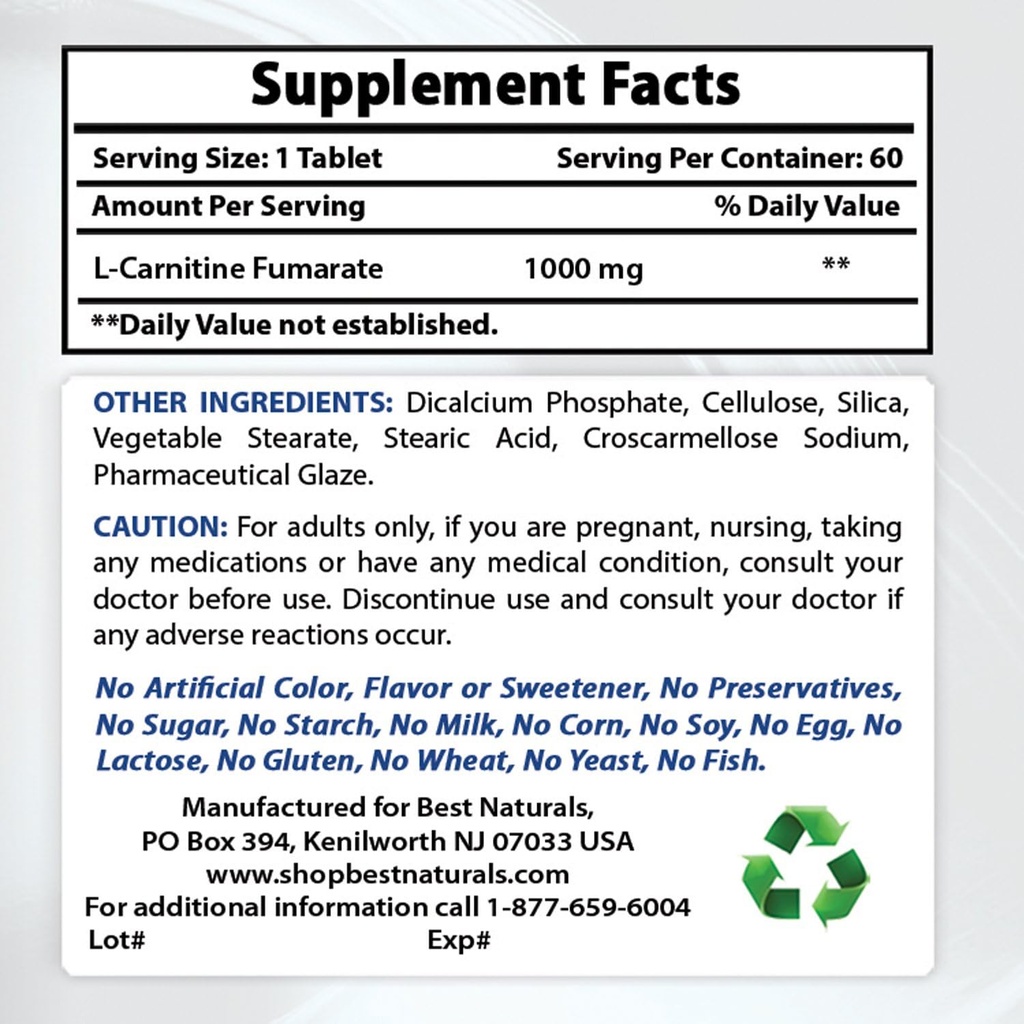 Best Naturals L-καρνιτίνη 1000mg & Acetyl L-καρνιτίνη 1000mg