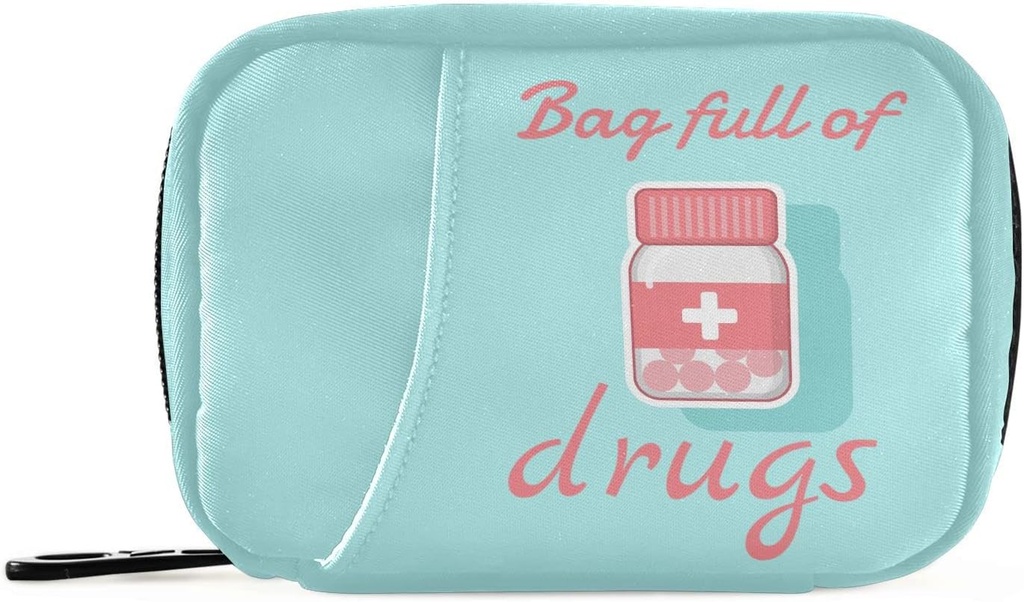 Pill Organizer Pill Box 7 Günlük Pill Case Bag Travel Pill Organizer Bag with Surface Portable Weekly Case Compact Boyut for Vitamins Supplement Holder