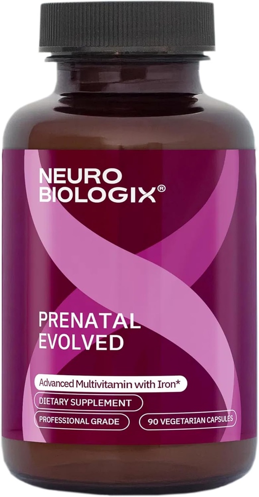 Prenatal Evolved – Full Prenatal & Postnatal Support with 20+ Vitamins and Minerals Including Iron, Metil Folate & Choline – Gentle Absorbing Bone & Immune Support – 90 Vegetarian Capsules