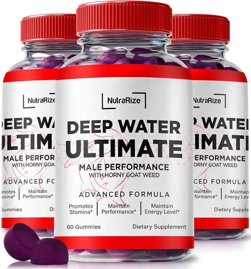NutraRize (3 Pack) Deep Water Ultimate Male Gummies - Resmi Deep Water Male Essentials, Premium Deepwater Ultimate Gummies for Men, Deep Water Ultimate Male Gummy, Performance Review (180 Gummies)