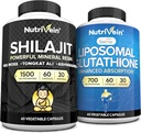 Nutrivein Premium Shilajit Capsules & Liposomal Glutathione Supplement Sche: High-Abxia Glutathione Liposomal & Shilajit Capsules for Men & Women - Liver, Detox, & Vitality