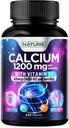 Ασβέστιο 1200mg με Βιταμίνη D3 για Καλύτερη Απορρόφηση - Advanced Bone Support Supplement, 1200 mg Ασβέστιο Ανθρακικό & 1600 IU Βιταμίνη D3, Αργή απελευθέρωση για Ανοσολογική Υποστήριξη, Εύκολο στην Κατάποση, 240 δισκία