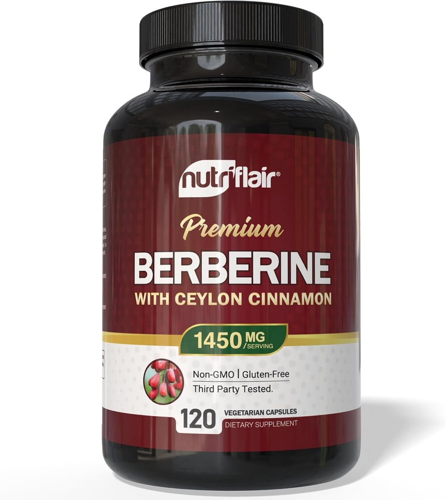 NutriFlair Βερβερίνη με Ceylon Cinnamon 1450mg Συμπλήρωμα – 120 Κάψουλες 