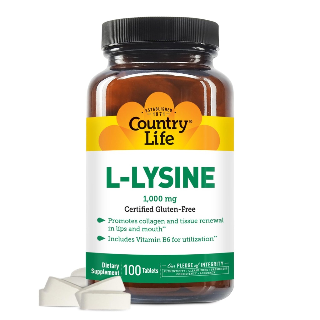 COUNTRY LIFE VITAMINS L-Lysine 1000 Mg ile B-6, 2.5 Pounds