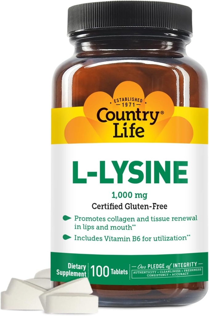 COUNTRY LIFE VITAMINS L-Lysine 1000 Mg ile B-6, 2.5 Pounds