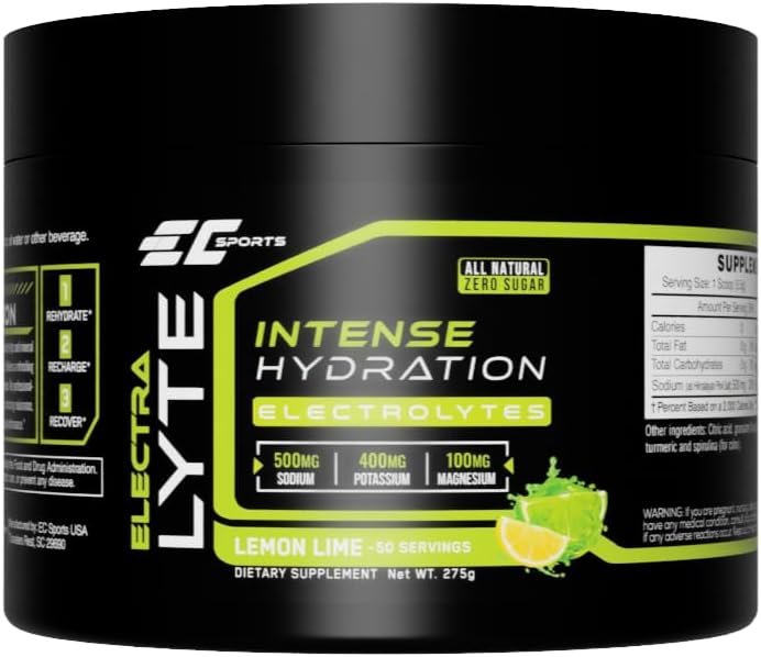 EC Sports ElectraLyte - Elektrolytes Toz Supplement - Zero Sugar Electrolytes Drink Mix for Mineral Hydration - Real Fruit Extracts & Premium Electrolyte Toz - 50 Hizmet