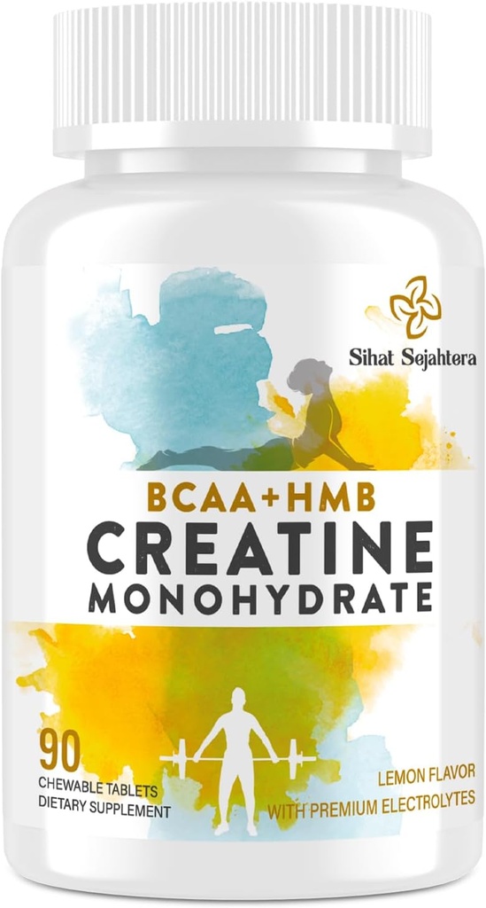 8-in-1 BCAA & HMB ile Monohidrat, Erkekler ve Kadınlar için 5000 mg, Kas, Kurtarma, Endurance & Strength, High Abxia, Lemon Flavor, Sugar-Free, 90 Tabletler