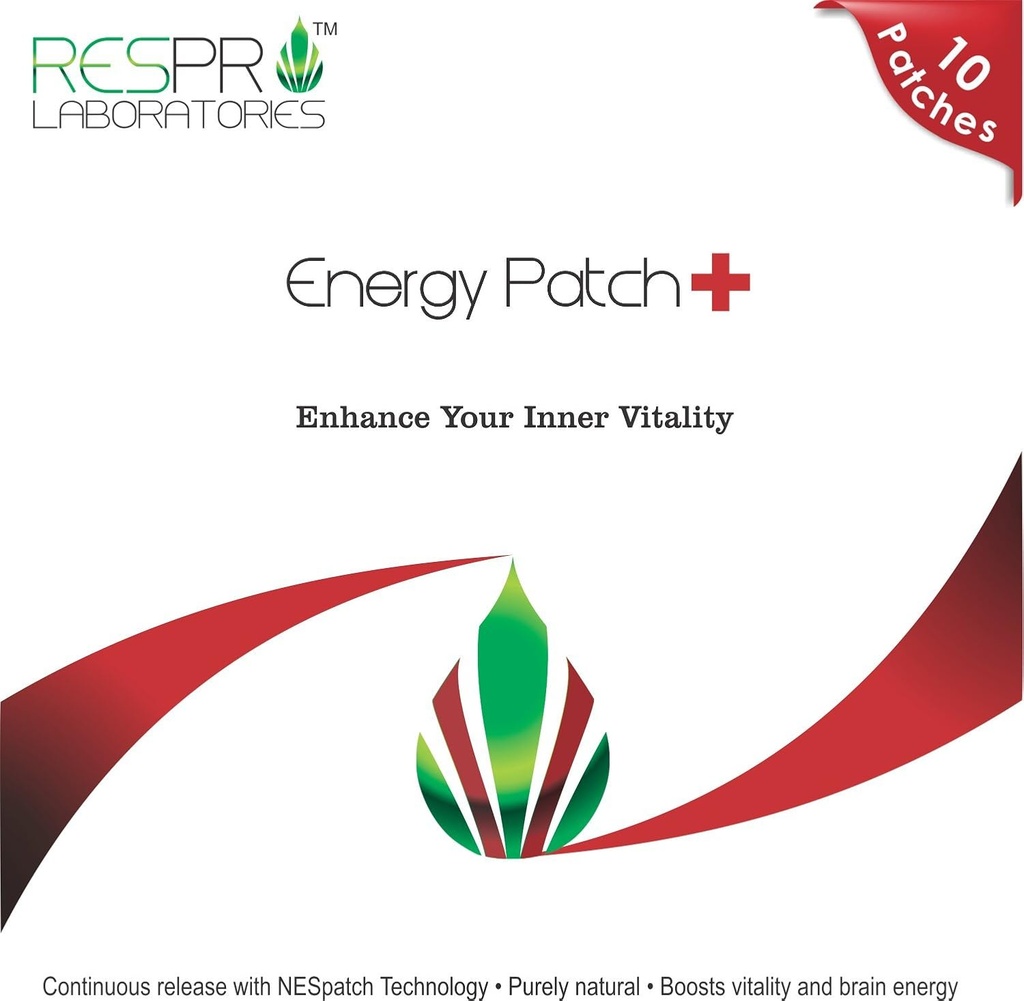 Respro Labs Natural Guarana ve CoQ10 Energy Patch Plus, Sürekli Yayın, 10 Patches