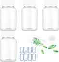4Pcs Clear Plastik Pill Şişes, 50 ml Az Tıp Konteynerleri Sıvı Katı Toz için Caps ile