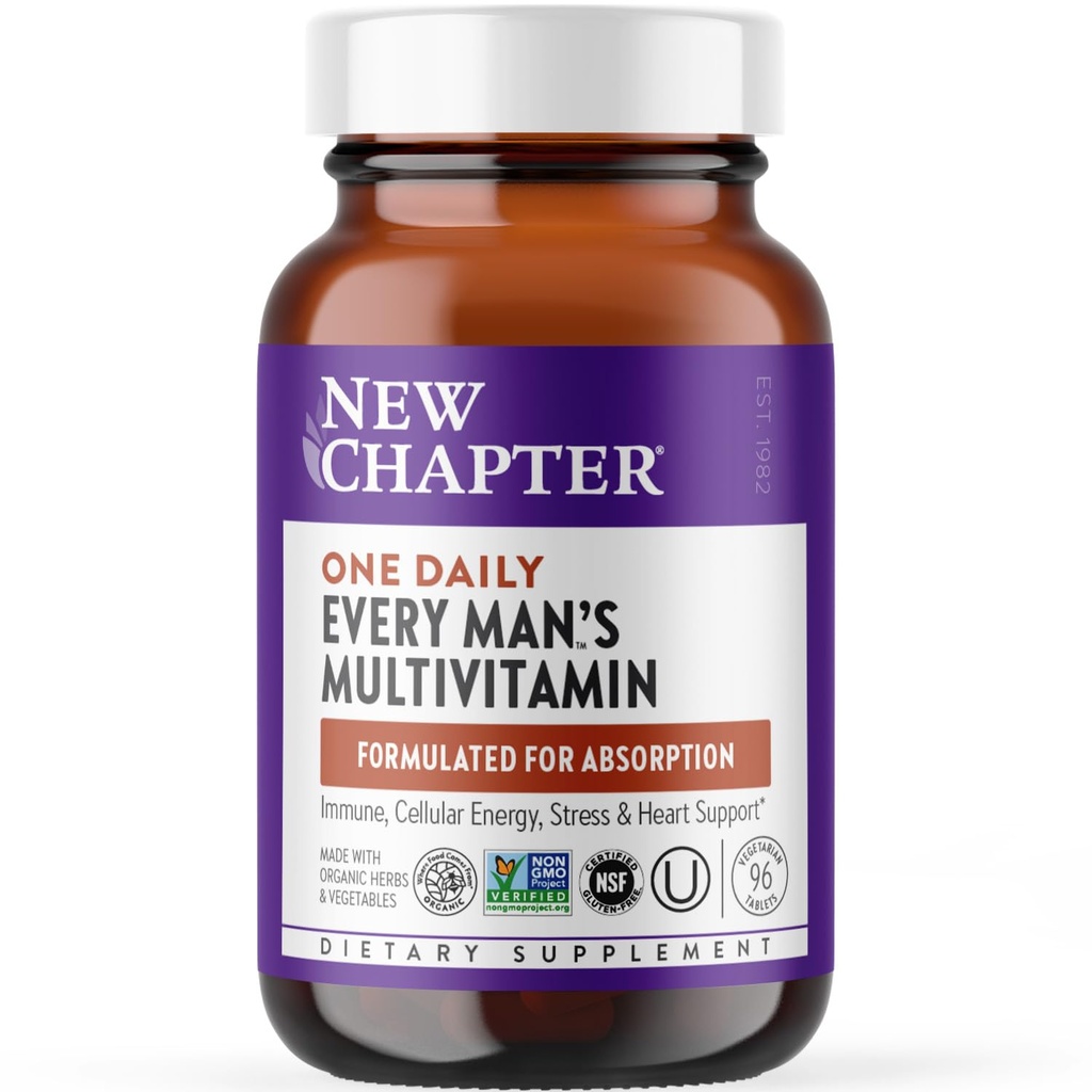 Yeni Bölüm Men's Multivitamin for Immune, Stres, Kalp + Enerji Fermented Nutrients ile Destek - Organik Sebze ve Herbs, Non-GMO, Gluten Free - 96 ct