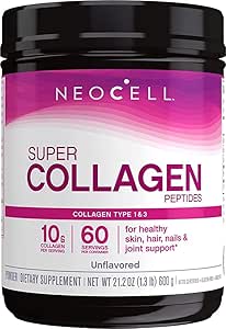 NeoCell Super Collagen,, Grass-Fed Collagen Tip 1 ve 3, Unflavored, 21.2 Ounces (Package May Vary)