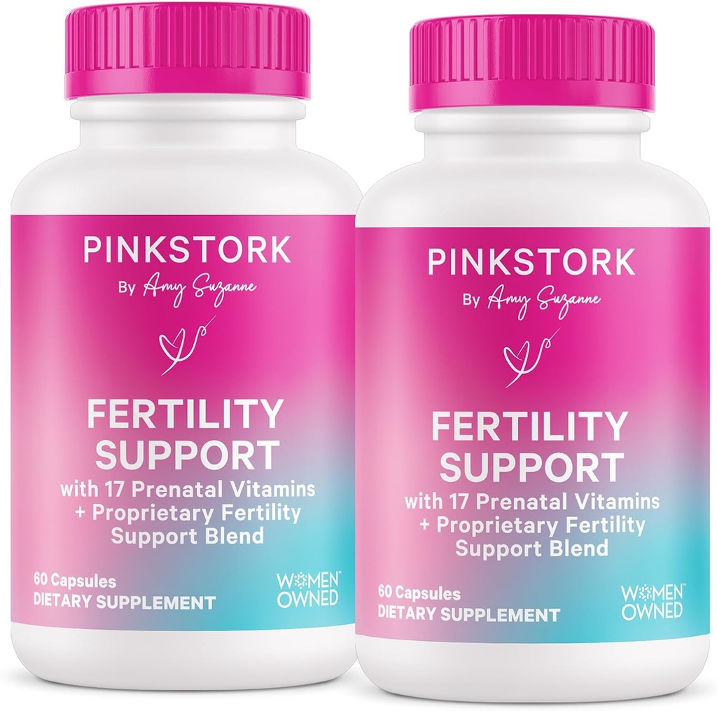 Pink Stork Fertility Supplements for Women - Προγεννητική πολυβιταμίνη με ωορρηξία, Σύλληψη, & Hormone Balance Support - 17 Βιταμίνες & Ινοσιτόλη, Ashwagandha, & Vitex - 120 Κάψουλες