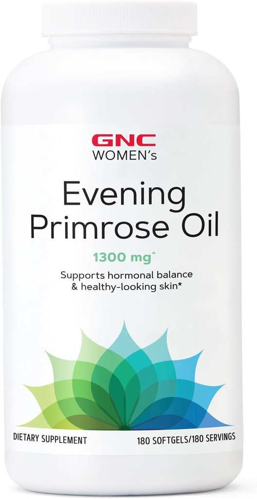 GNC Women's Eveningrose Oil (EPO) 1300 mg | Destekler Hormonal Denge, Immunity, Sağlıklı Cilt ve Kalp Sağlığı | Günlük Vitamin | 180 Softgel Capsules