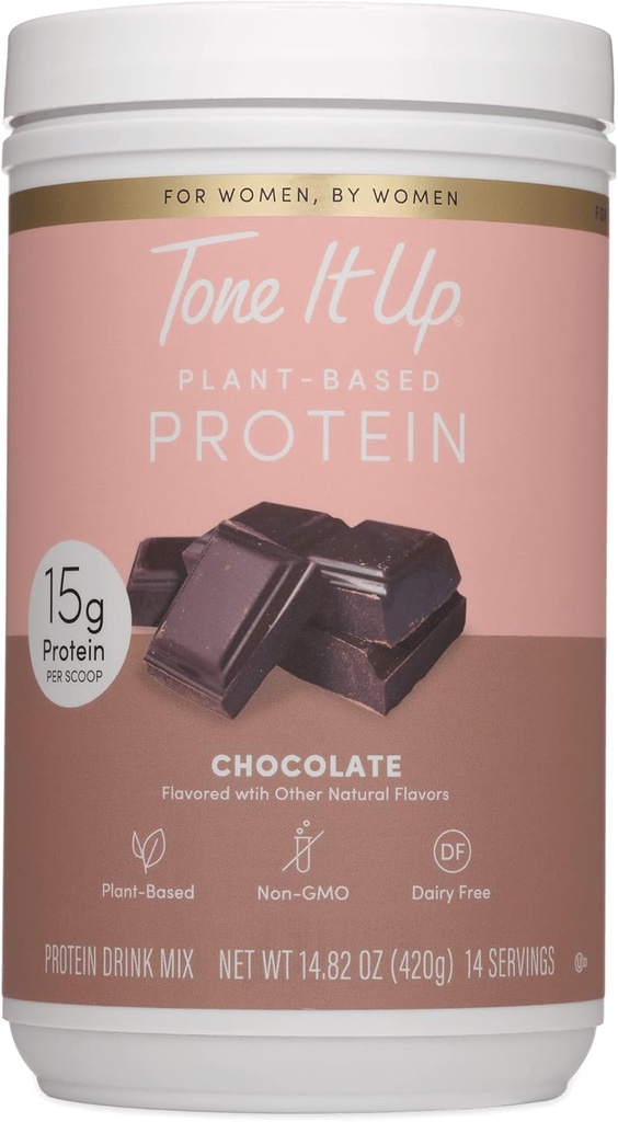Tone It Up Plant Based Protein Toz I Dairy Free, Gluten-Free, Kosher, Non-GMO Pea & Chia Tohum Protein ve Oat Milk I for Women I 14 Services, 15g of Protein – Chocolate Chocolate
