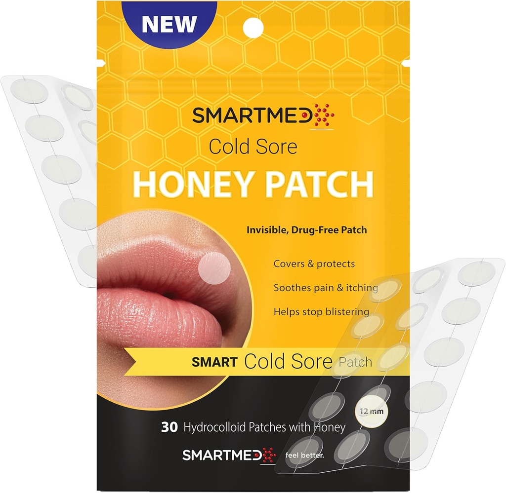 Akıllı Soğuk Sore Patch - 30 ct 12mm - Ateş Fısıltı Tedavisi - Conceals Soothes & Hides Cold Sores - Invisible Bandages - Helps Soothe Itching Yanan 12mm