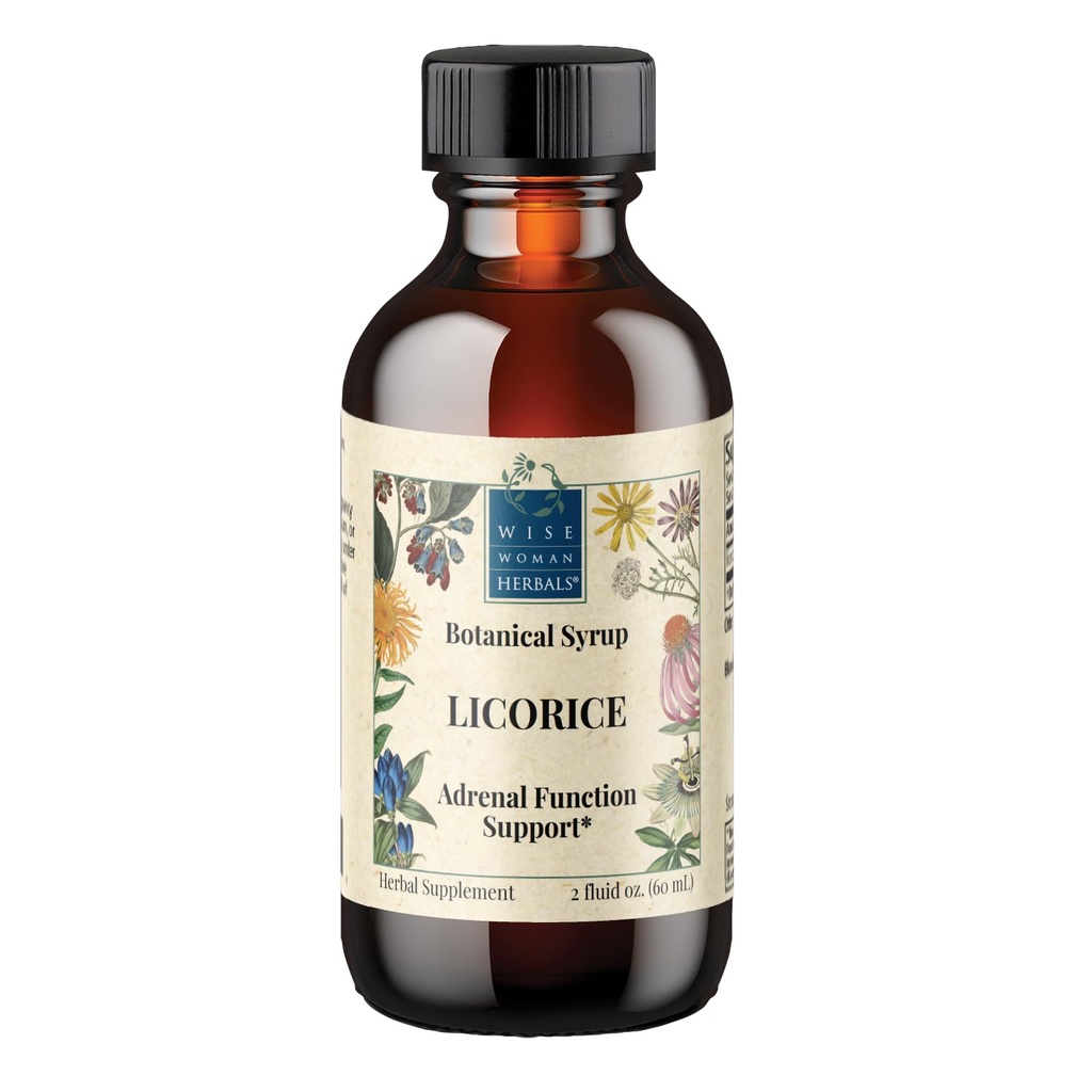 Wise Woman Herbals Botanical Syrup Licorice Botanical Syrup (Formerly Solid Extract) 4:1, χωρίς αλκοόλ, Herbal Digestive Comfort, Επινεφρική Ισορροπία, Ανοσοποιητική, Αναπνευστική & Υγιεινή Ανταπόκριση Υποστήριξη, 2 Fl Oz
