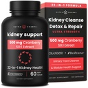 Kidney Cleanse Detox | 22-in-1 Kidney Support Supplement | 2.4 mg Cranberry Pills Extract | Ekstra Kuvvetli Onarım & Flush Premium Formula | Kadınlar ve Erkekler için Urinary Tract Health | 60 Vegan Capsules