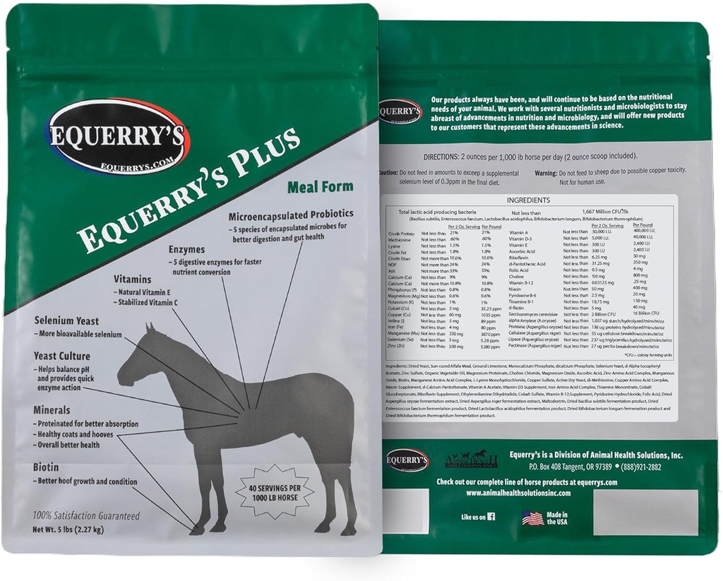 Equerry's Plus Horse Supplement - Probiyotiks for Digestion, Vitamins ve Minerals - ABD'de Made - 5 lb