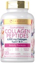 Carlyle Collagen ile C | 6000 mg | 120 Caplets | Multi Collagen Peptide Pills | Tip 1 ve 3 | Non-GMO, Gluten Free, Grass Fed