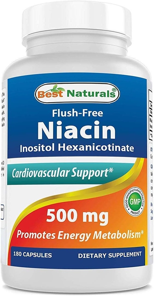 Best Naturals Flush-free Νιασίνη Ινοσιτόλη Εξανικοτινικό 500 mg 180 Κάψουλες