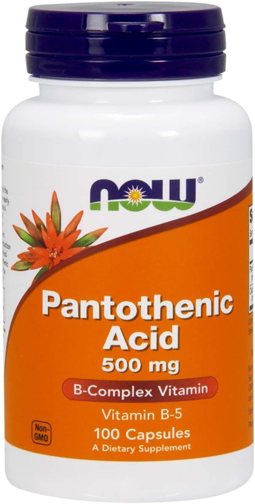 Şimdi Gıdalar Pantothenic Acid 500 mg, 100 Capsules (Pack of 2)