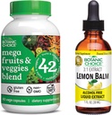 Botanic Choice Mega Fruits and Veggies Blend (60 κάψουλες) + Βάμμα βάλσαμου λεμονιού (1 fl oz) Bundle - Energy Balance & Superfood Supplement + Relaxation and Sleep Support