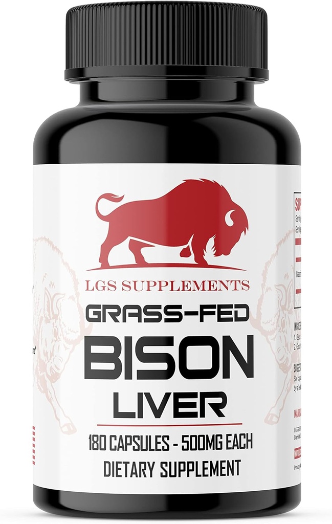 Grass Fed Bison Liver Capsules Energy Production, Detoxification, Digestion, Immunity, Natural Iron Non-GMO, Freeze Honey Liver Health Supplement, 3000 mg