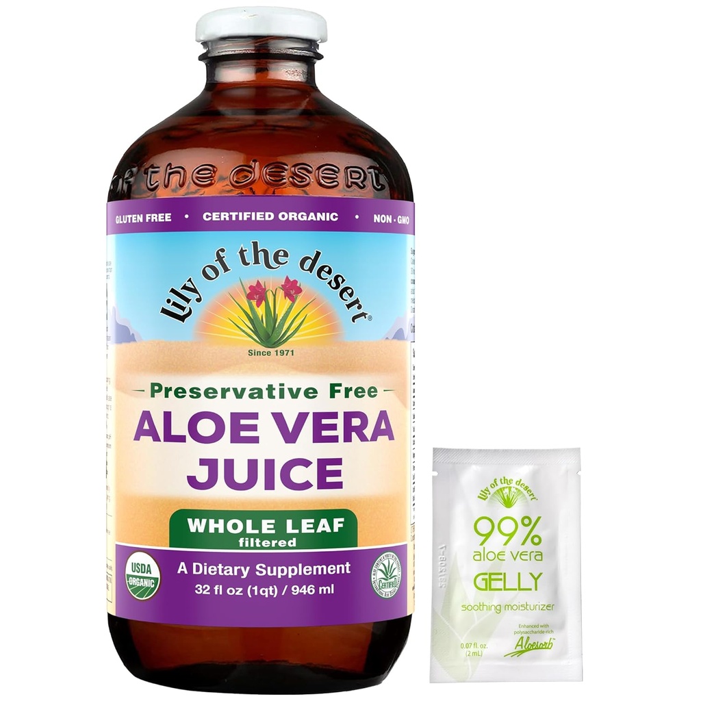 ΛΙΛΙΑ ΤΟΥ ΚΑΤΑΝΑΛΩΤΟΥ Organic Aloe Vera Whole Leaf Preservative Free, 32 FZ
