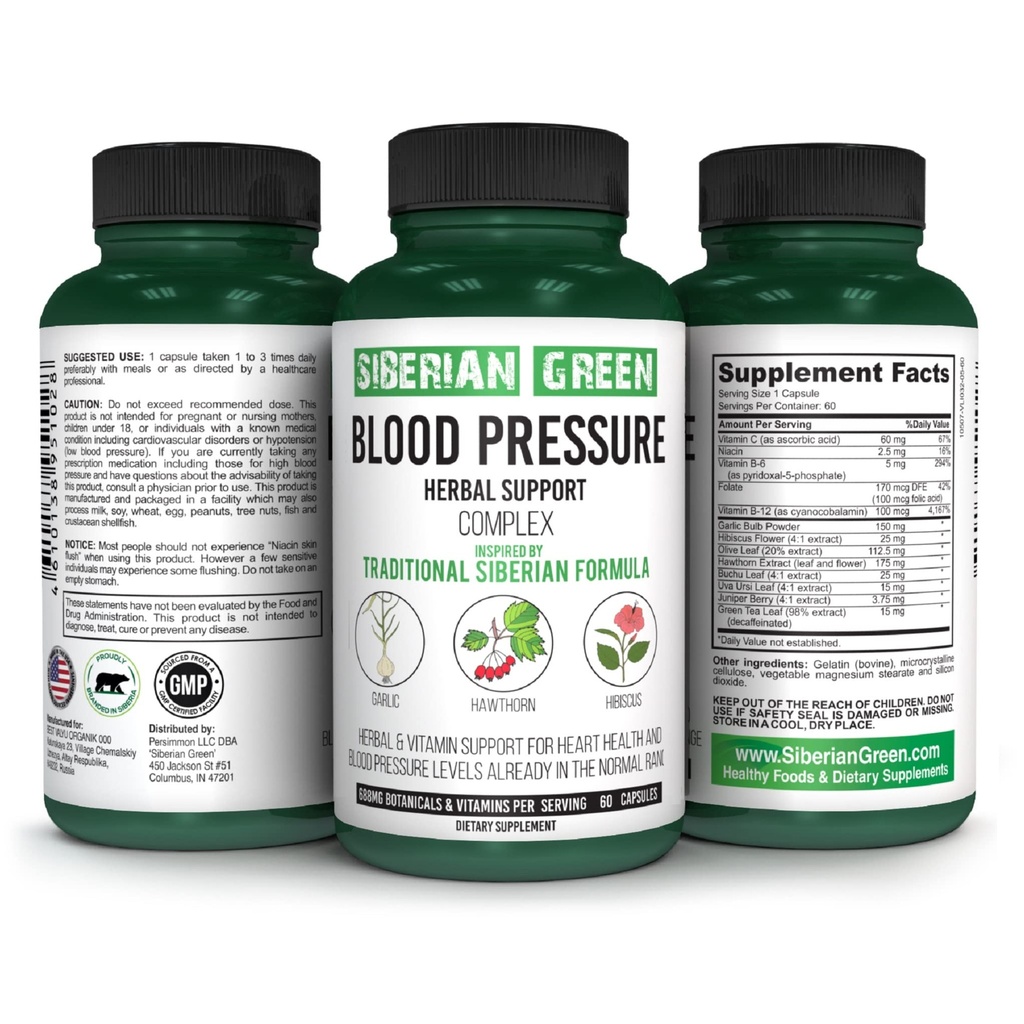 Sibirya Yeşil Kan Kartı Herbal Destek - Hawthorn, Hibiscus,, - 60 Capsules - Geleneksel Sibirya Formulan
