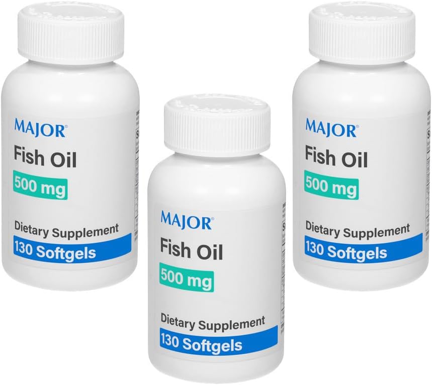 MAJOR Fish Oil 500 mg Softgels - Omega-3 Fish Oil Supplement - Diyet Supplement - 130 Count (3 Pack)