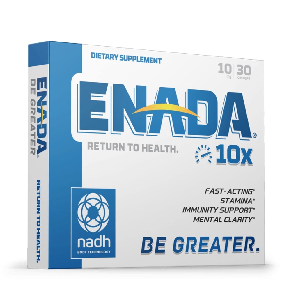 ENADA 10X NADH Supplement with Fast Acting Formula for Active Lifestyle | Natural Energy Branson Great for Jet Lag, Athletic Performance & Studying | improves Stamina and mental Clarity | 30 Lozenge