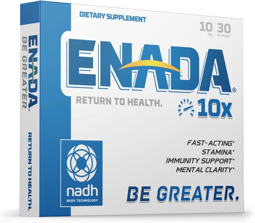 ENADA 10X NADH Supplement with Fast Acting Formula for Active Lifestyle | Natural Energy Branson Great for Jet Lag, Athletic Performance & Studying | improves Stamina and mental Clarity | 30 Lozenge