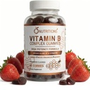 O NUTRITIONS Vitamin B Complex Vegan Gummies with Vitamin B12, B7 as Biotin, B6, B6, B8, B9 as Folate for Stress, Enerji ve Sağlıklı Immune System (1 Pack)