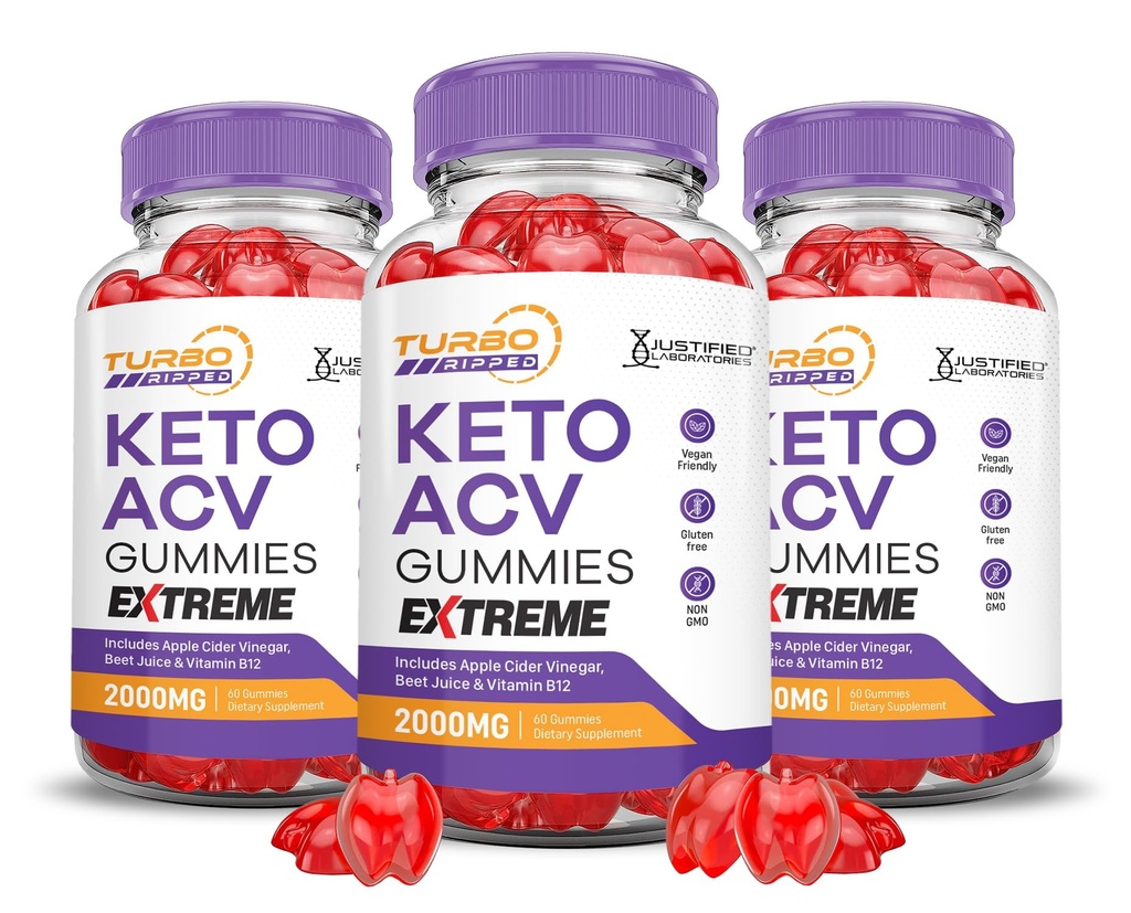 Justified Laboratories (3 Pack Tubo Rippped Keto ACV Gummies Extreme 2000MG Tubo Rippped Keto Gummies Apple Cider Vinegar Formed with Pomegranate Beet Juice Powder B12 Vegan Non GMO 180 Gummys