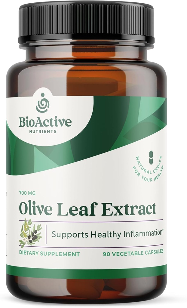 BIOACTIVE NUTRIENTS Olive Leaf Extract Supplement - 700mg - 180 κάψουλες λαχανικών - 20% συμπυκνωμένο Oleuropein - Υποστηρίζει τη συνολική υγεία
