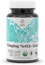 Nettle Root 60 Capsules | Sebze Kapsülleri ve USDA Organik Sting Nettle Root (Urtica dioica) kuru Kök (60 Capsules)