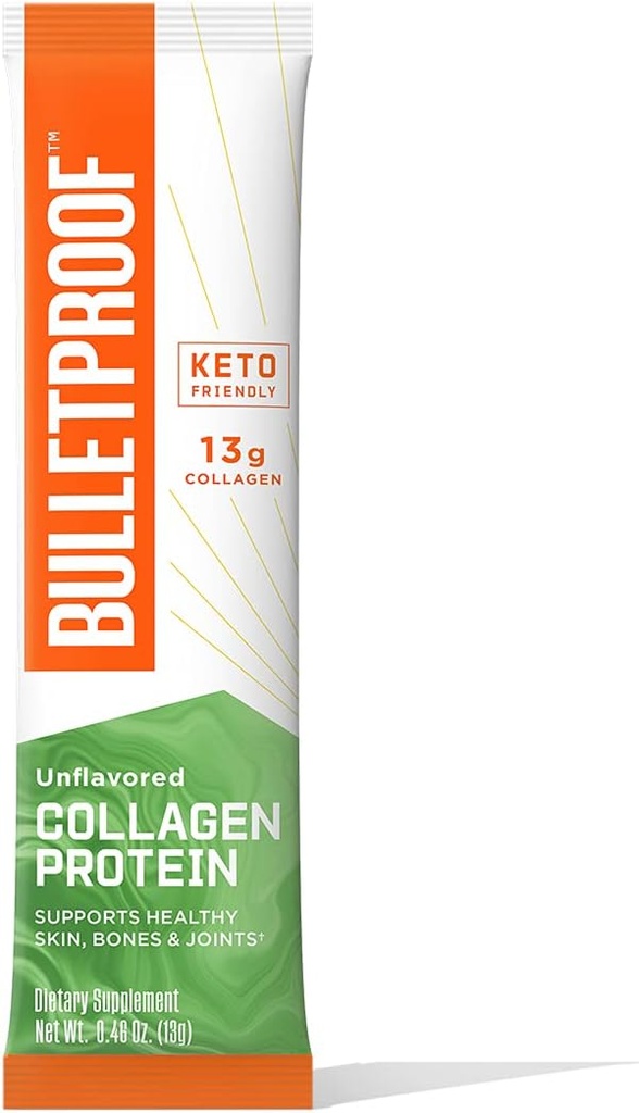 Unflavored Collagen Protein Powder GoPack, 12g Protein, 1 Pack, Bulletproof Grass Fed Collagen Peptides and Amino Acids for Healthy Skin, Bones and Joints