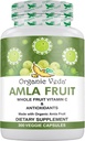 Organik Veda Amla Capsules - 1500 mg, 300 Capsules Organik Tüm Meyve Amla Toz - Immunity için Doğal Vitamin C, Skin Radiance, Antioksis - Vegan, GMO, Raw Vitamin C Supplements