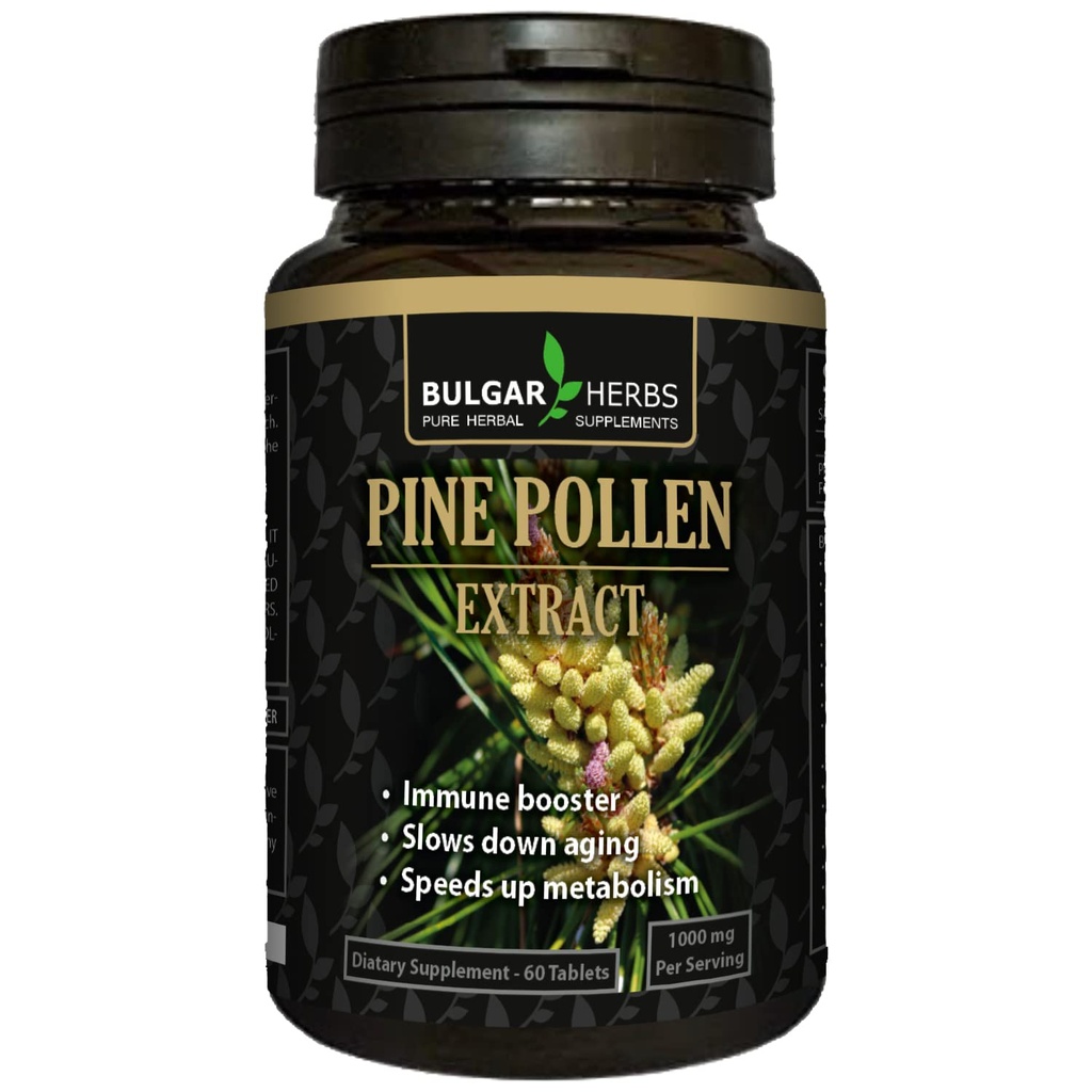 Raw Organic Pine Pollen Tablets – 60 Count | Cell Wall Cracked | Wild Mountain Harvest | Premium Full Spectrum Dietary Supplement