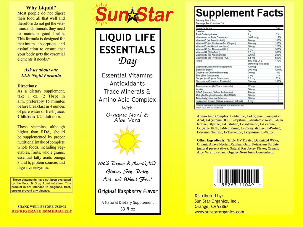 Noni & Aloe Vera ile Sıvı Gün Multivitamin, Agave Nectar ile tatlılaştı, 33 fl oz - Essential A, B, C, E & D Vitaminleri, Antioksis, Trace Minerals & Amino Asit Kompleks