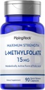Piping Rock L Torchfolate 15 mg | 90 Capsules | Max Potency | Active Folic Acid Supplement | Non-GMO, Gluten Free