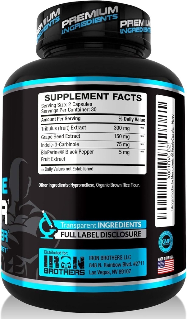 Estrogen Blocker ile Erkekler için Test Uyarısı - Anti-Estrogen Diyeter Supplement - Natural Aromatase Inhibitor - Libido & Strength 60 Capsules - Kas Büyüme - Kilo Kaybı (2 Şişe)