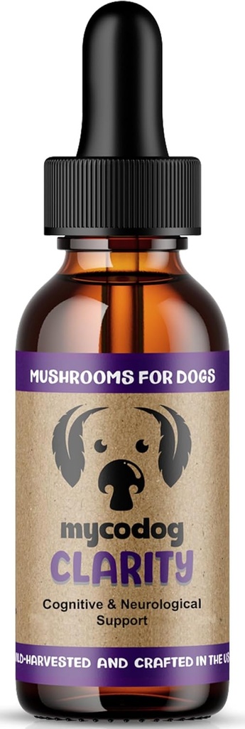 MycoDog Clarity - Köpekler için Bilişsel Destek Supplement - Beyin Sağlığı ve Yaşlı Köpek Sağlığı - Memory & Focus with Fonksiyonel Mushrooms & Adaptogens