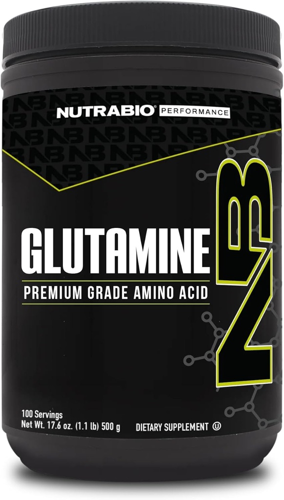 NutraBio Pure L-Glutamine Toz, 100 L-Glutamine Supplement, Amino Asit, Pure Grade, Glutamina, Kesinlikle hayır Katkılar, Havuzlar veya Excipients, Kas Recovery Supplement - (500 Grams)