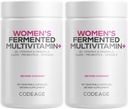 Kadın Günlük Multivitamin, 25+ Vitamins & Minerals, Fermented, Organik Tüm Gıdalar, Probiyotikler Supplement - A, B, C, D, E & K, Omega 3, çinko - Vegan - 2 Pack