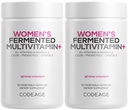 Kadın Günlük Multivitamin, 25+ Vitamins & Minerals, Fermented, Organik Tüm Gıdalar, Probiyotikler Supplement - A, B, C, D, E & K, Omega 3, çinko - Vegan - 2 Pack
