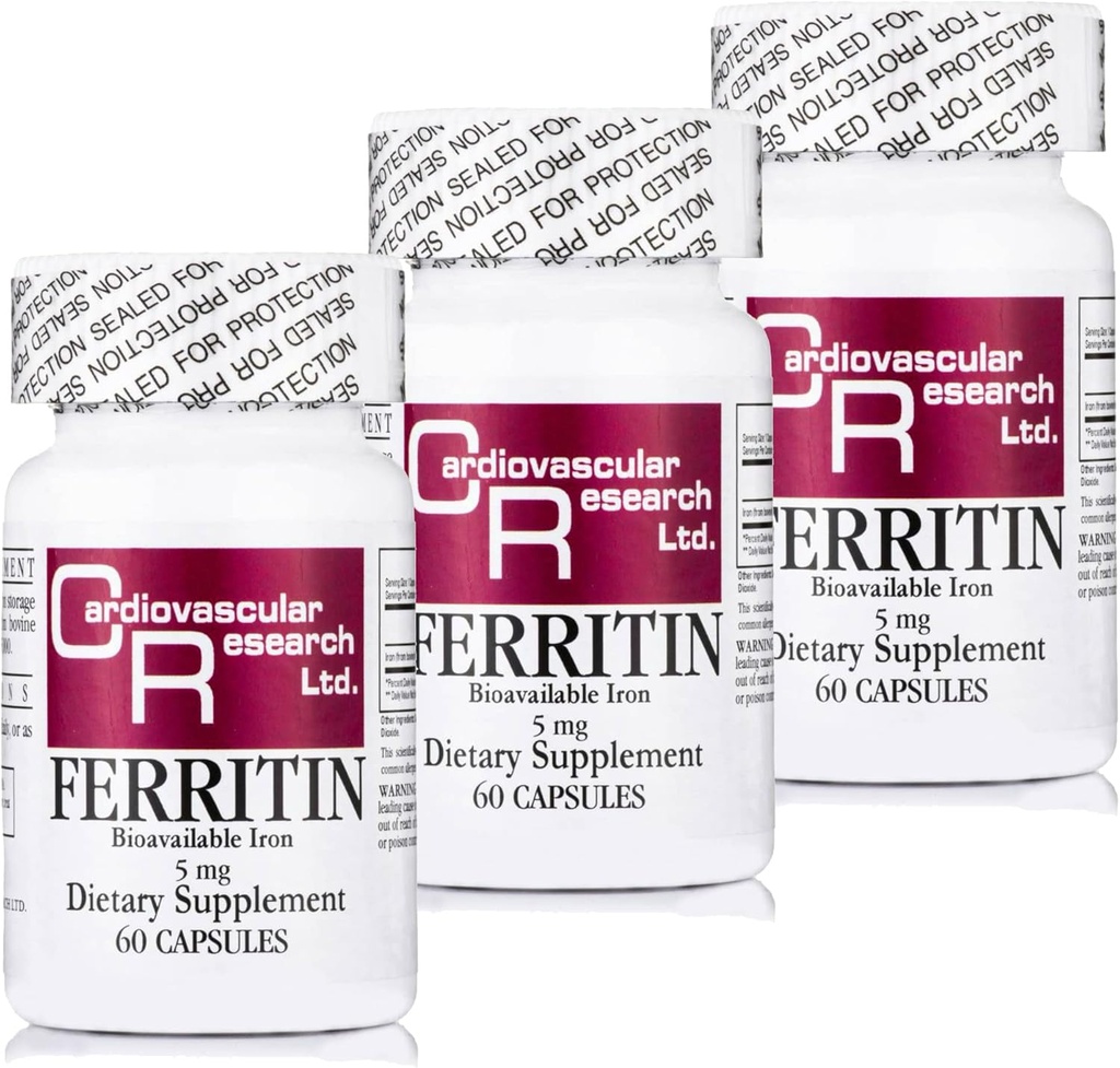 Cardiovascular Research Ferritin Demir Supplement for Women and Men 5 mg 180 Capsules - 3 Şişe Grafik